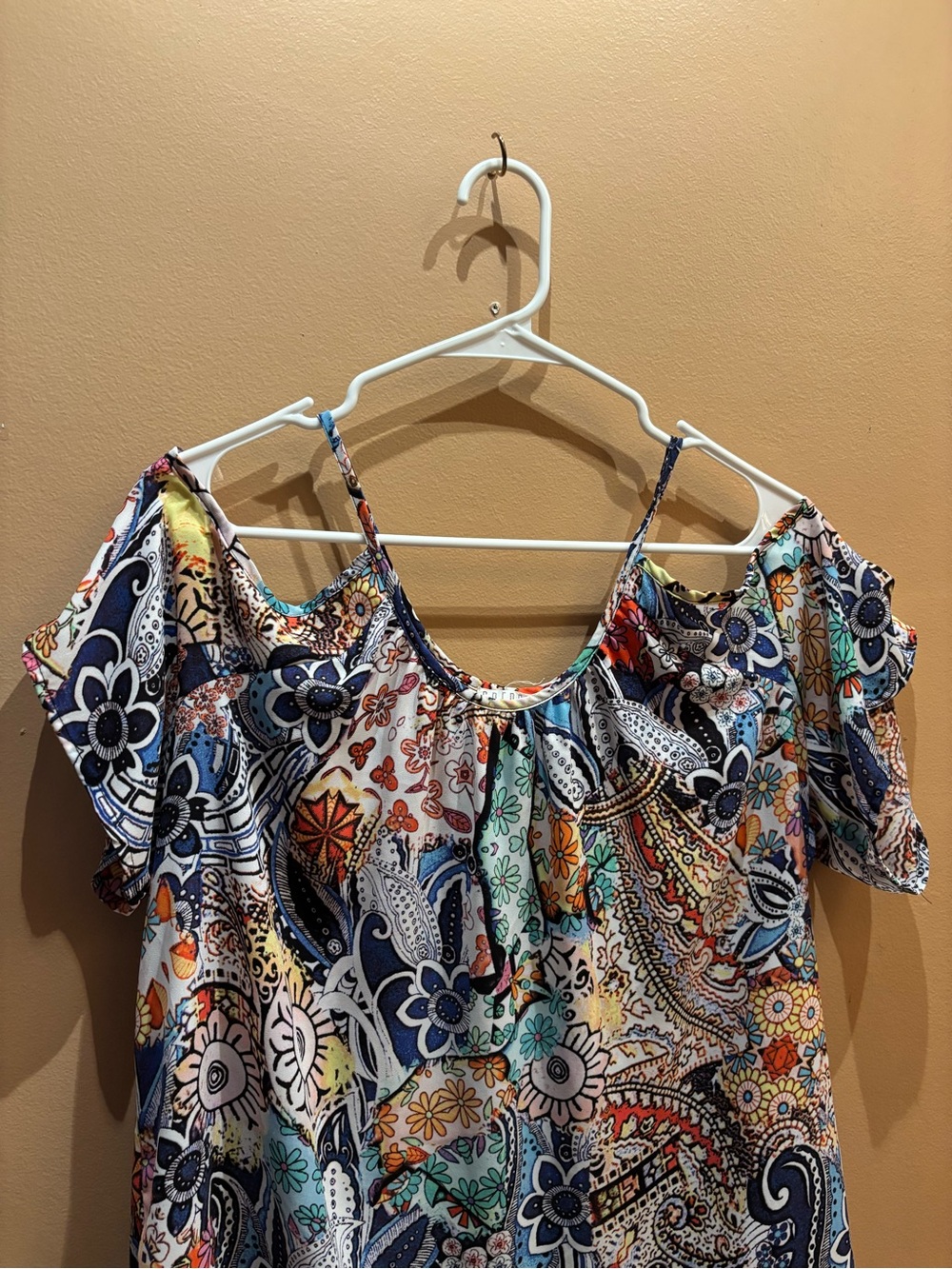 Spence Women's Cold-Shoulder Floral Paisley Print Hi low Top size XL - Picture 6 of 10